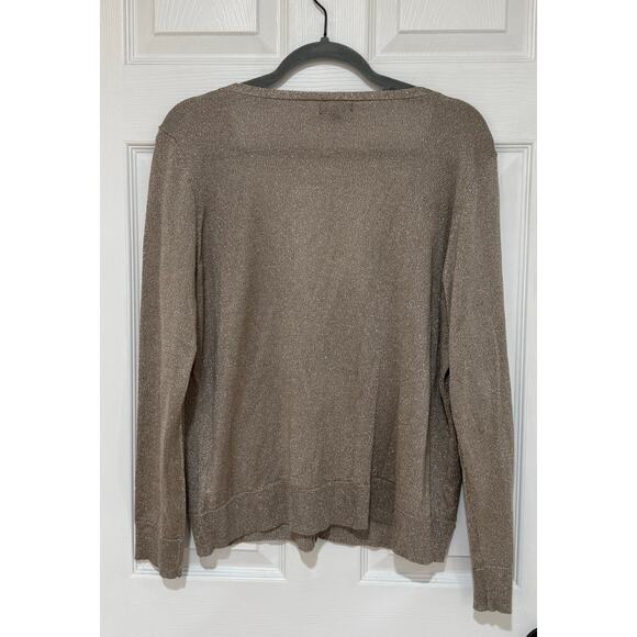 APT. 9 Taupe Cardigan with Silver Shimmer button front Petite XL PXL - Picture 3 of 4